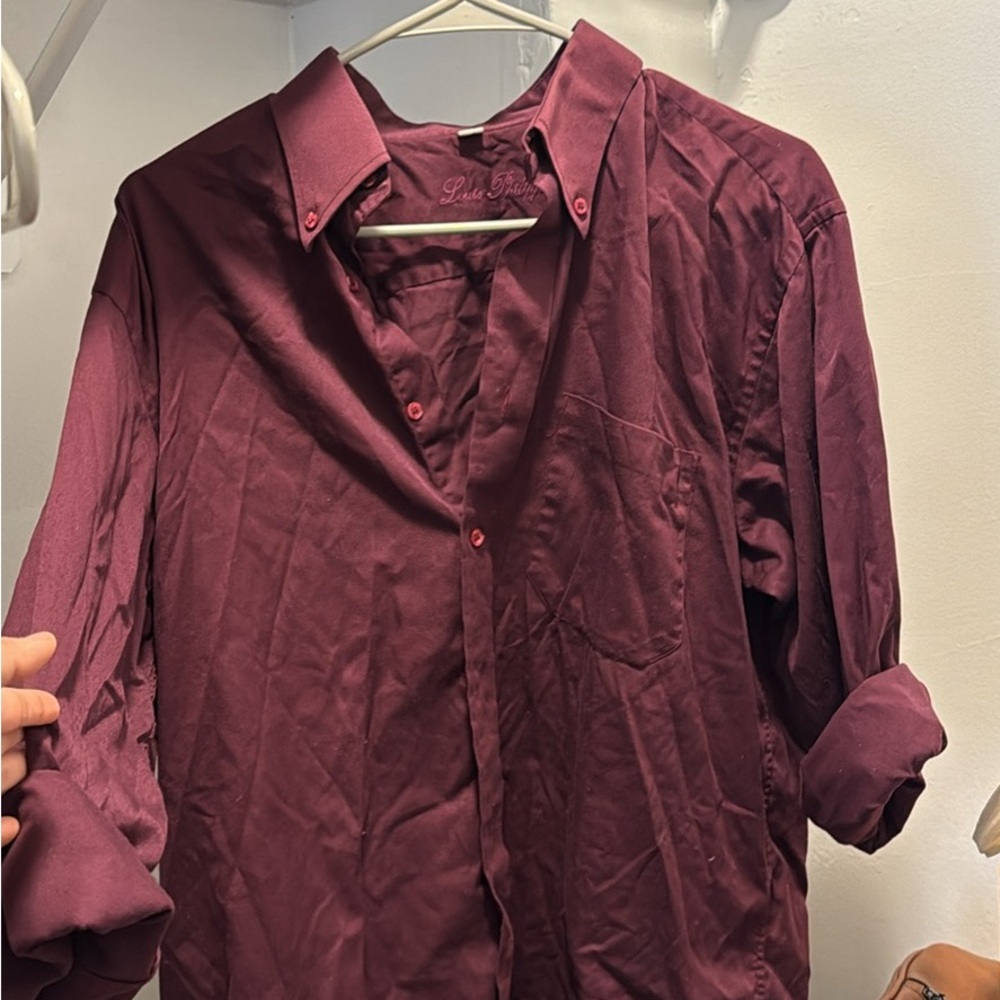 Maroon Button-Up Shirt